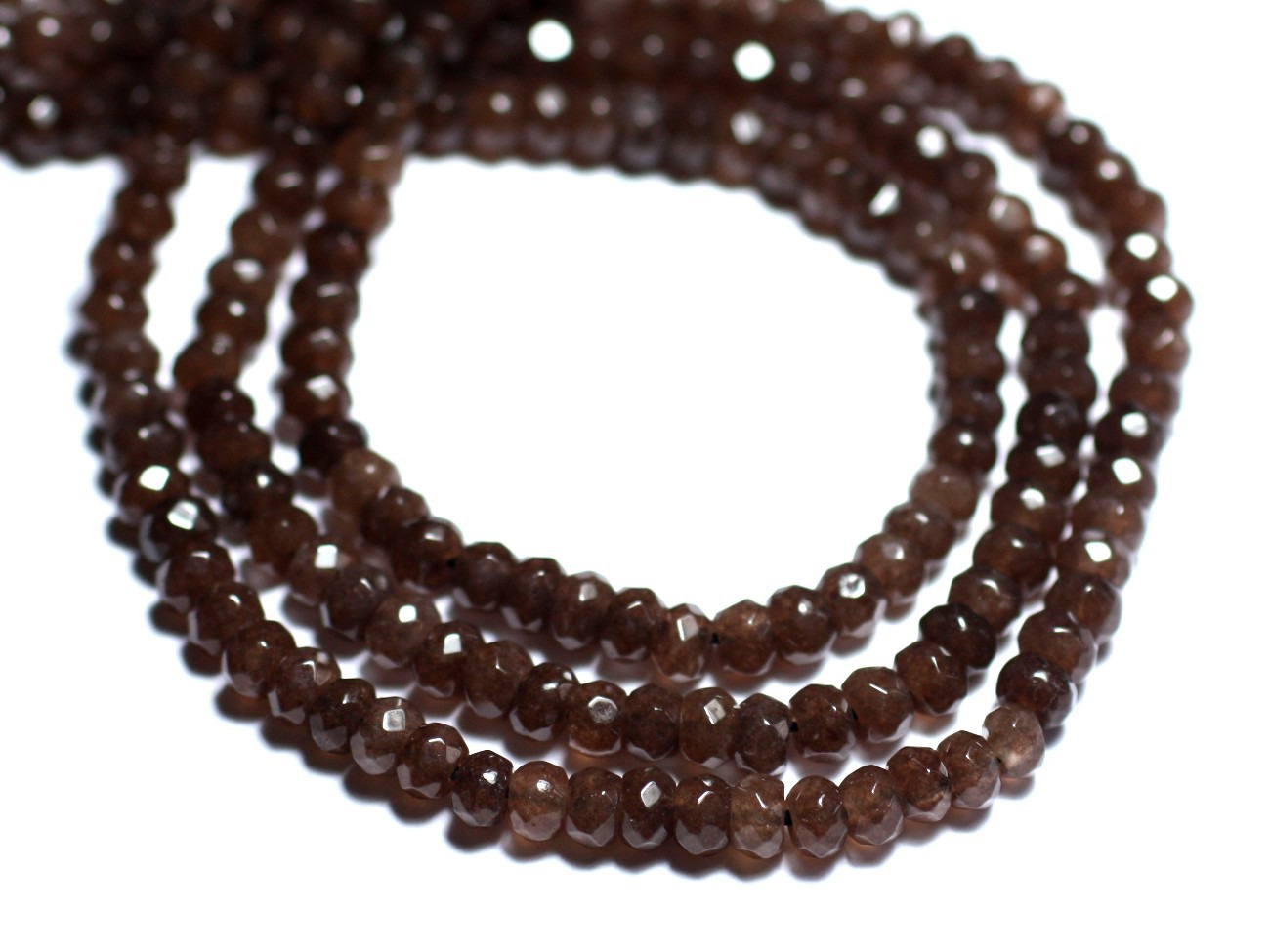 30pc - Perles de Pierre - Jade Rondelles Facettées 4x2mm Marron Taupe - 8741140008151 