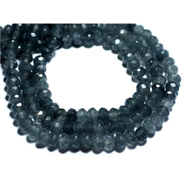 20pc - Perles de Pierre - Jade Rondelles Facettées 6x4mm Gris Anthracite Noir - 8741140008168 