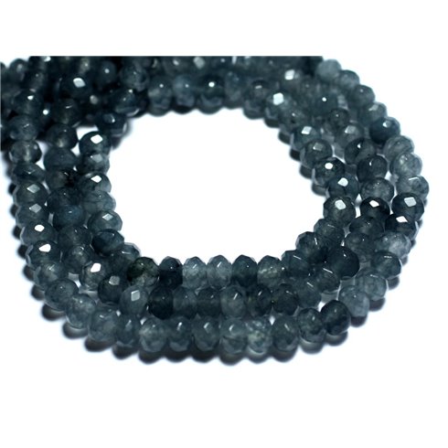 20pc - Perles de Pierre - Jade Rondelles Facettées 6x4mm Gris Anthracite Noir - 8741140008168 20pc - Perles de Pierre - Jade Rondelles Facettées 6x4mm Gris Anthracite Noir - 8741140008168