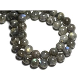 2pc - Stone Beads - Labradorite Balls 10mm - 8741140008717 