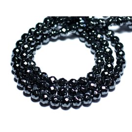 10pc - Stone Beads - Hematite Faceted Balls 6mm - 4558550022592 
