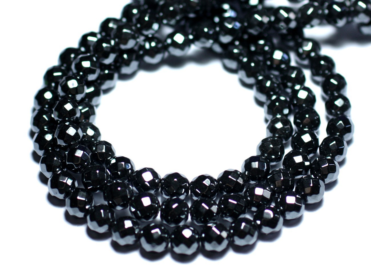 10pc - Perles de Pierre - Hématite Boules Facettées 6mm - 4558550022592 