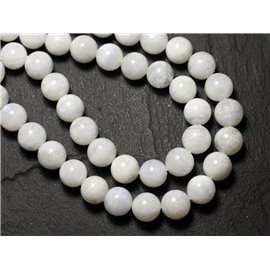 1pc - Perlina di pietra - Sfera di pietra di luna bianca 8-9mm - 8741140008724 