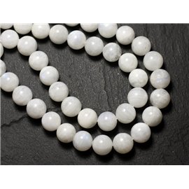 1pc - Stone Bead - White Moonstone Ball 8-9mm - 8741140008724 