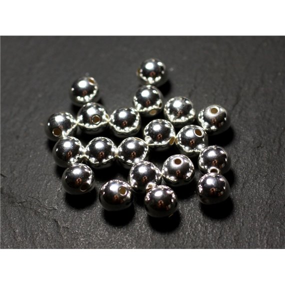 2pc - Perles Argent 925 massif Boules Rondes 6mm - 8741140008731 