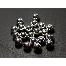 2pc - 925 Sterling Silver Beads Round Balls 6mm - 8741140008731 