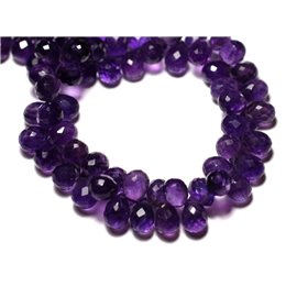 1pc - Stone Bead - Amethyst Faceted Teardrop 8x6mm - 8741140008779 