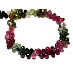 1pc - Perle de Pierre - Tourmaline Rose Verte Noire Goutte Facettée 5-6mm - 8741140008823 