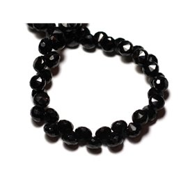 1pc - Perla de piedra - Espinela negra Faceted Drop 6mm - 8741140008809 