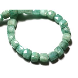1pc - Perla de piedra - Cubo facetado Amazonita 6-7mm - 8741140008830 