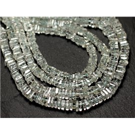 10pz - Perline di pietra - Quadretti Heishi acquamarina 3-4mm - 8741140008885 