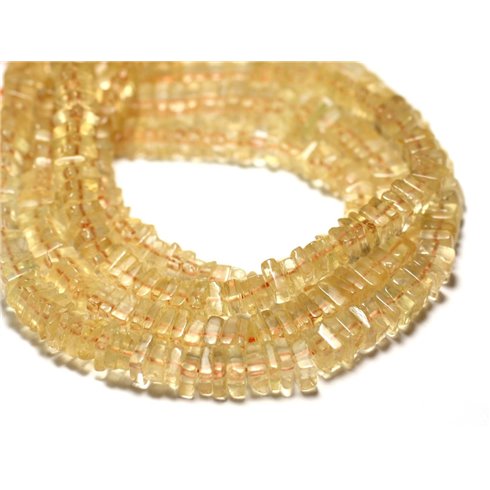 10pc - Perles de Pierre - Citrine Carrés Heishi 3-4mm - 8741140008892 