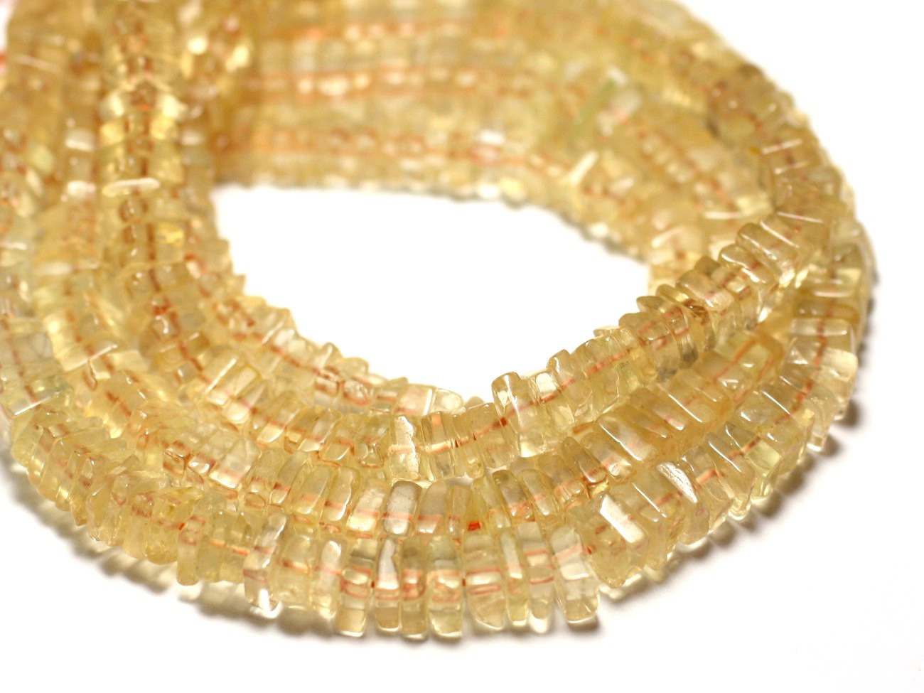 10pc - Perles de Pierre - Citrine Carrés Heishi 3-4mm - 8741140008892 
