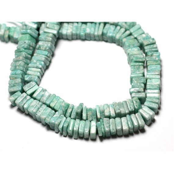10pc - Perles de Pierre - Amazonite Carrés Heishi 3-4mm - 8741140008861 