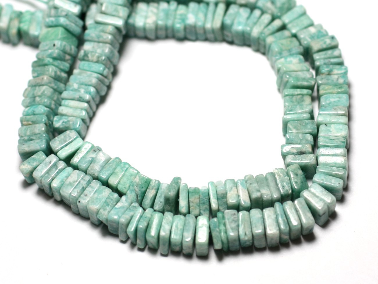 10pc - Perles de Pierre - Amazonite Carrés Heishi 5-6mm - 8741140008854 