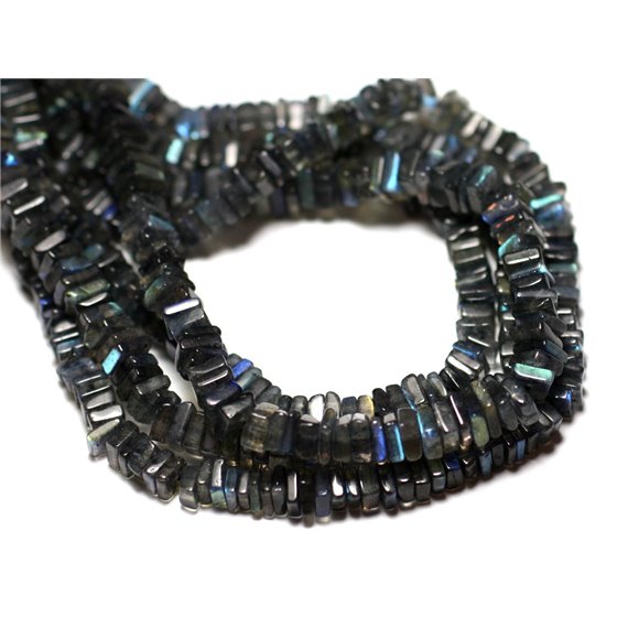 10pc - Perles de Pierre - Labradorite Carrés Heishi 3-4mm - 8741140008915 