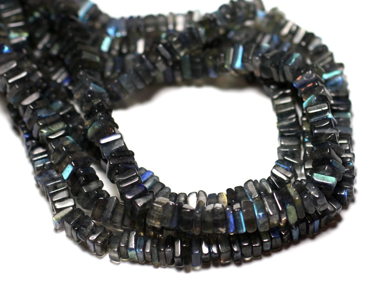 10pc - Perles de Pierre - Labradorite Carrés Heishi 3-4mm - 8741140008915 