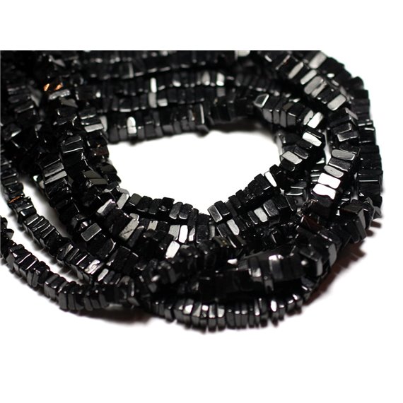 10pc - Perles de Pierre - Spinelle noire Carrés Heishi 3-4mm - 8741140008953 