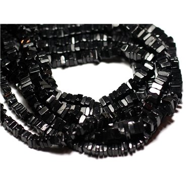 10pc - Perles de Pierre - Spinelle noire Carrés Heishi 3-4mm - 8741140008953 