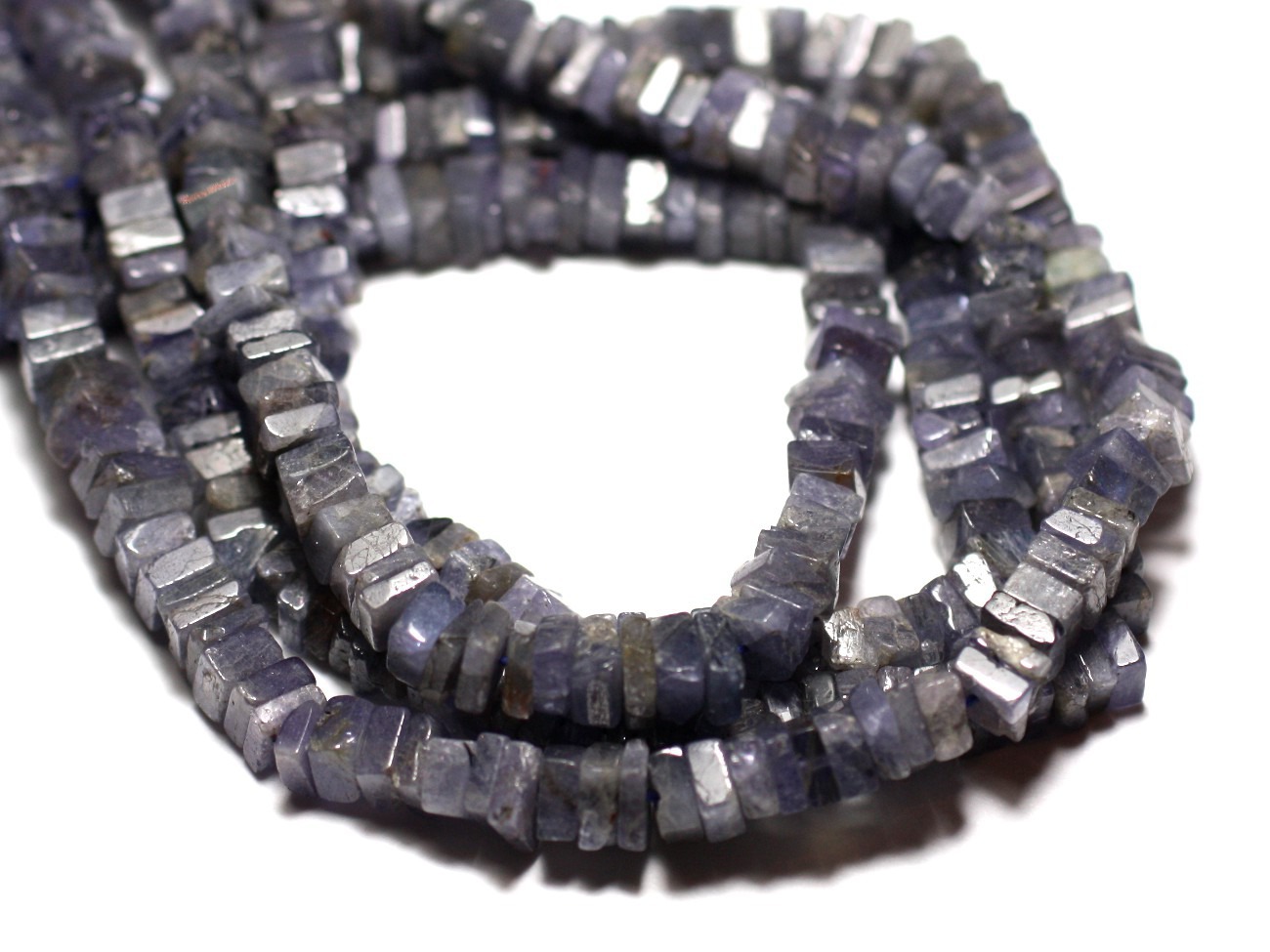 10pc - Perles de Pierre - Tanzanite Carrés Heishi 3-4mm - 8741140008960 