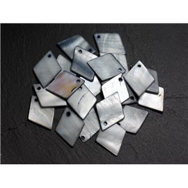 10pc - Parel Bedels Hangers Parelmoer Diamanten 21mm Grijs Zwart 4558550005366 