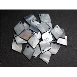 10pc - Pearl Charms Pendants Mother of Pearl Diamonds 21mm Gray Black 4558550005366 