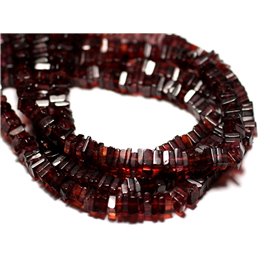 10pc - Stone Beads - Garnet Heishi Squares 3-4mm - 8741140008908 