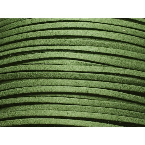 5 metres - Cordon Laniere Suedine Daim 3mm Vert Kaki Sapin - 4558550004710