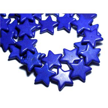 6pc - Perles Turquoise Synthèse reconstituée grandes Étoiles 25mm Bleu Nuit Roi - 8741140008380 