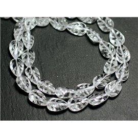 2pc - Stone Beads - Quartz Crystal Engraved leaves 12x8mm - 8741140007710 