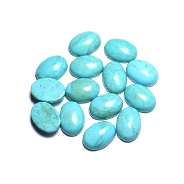 1pc - Cabochon Pierre - Turquoise Synthèse Magnésite Ovale 18x13mm Bleu Turquoise - 8741140008366 