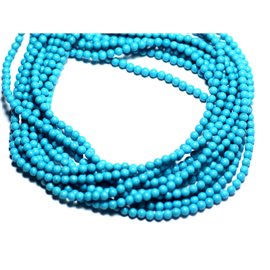40pc - Turquoise Beads Reconstituted Synthesis 2mm Balls Turquoise Blue - 8741140008373 