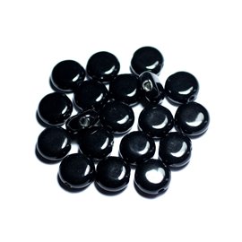 5pc - Perlas de porcelana de cerámica paletas redondas 15mm Negro - 7427039732352