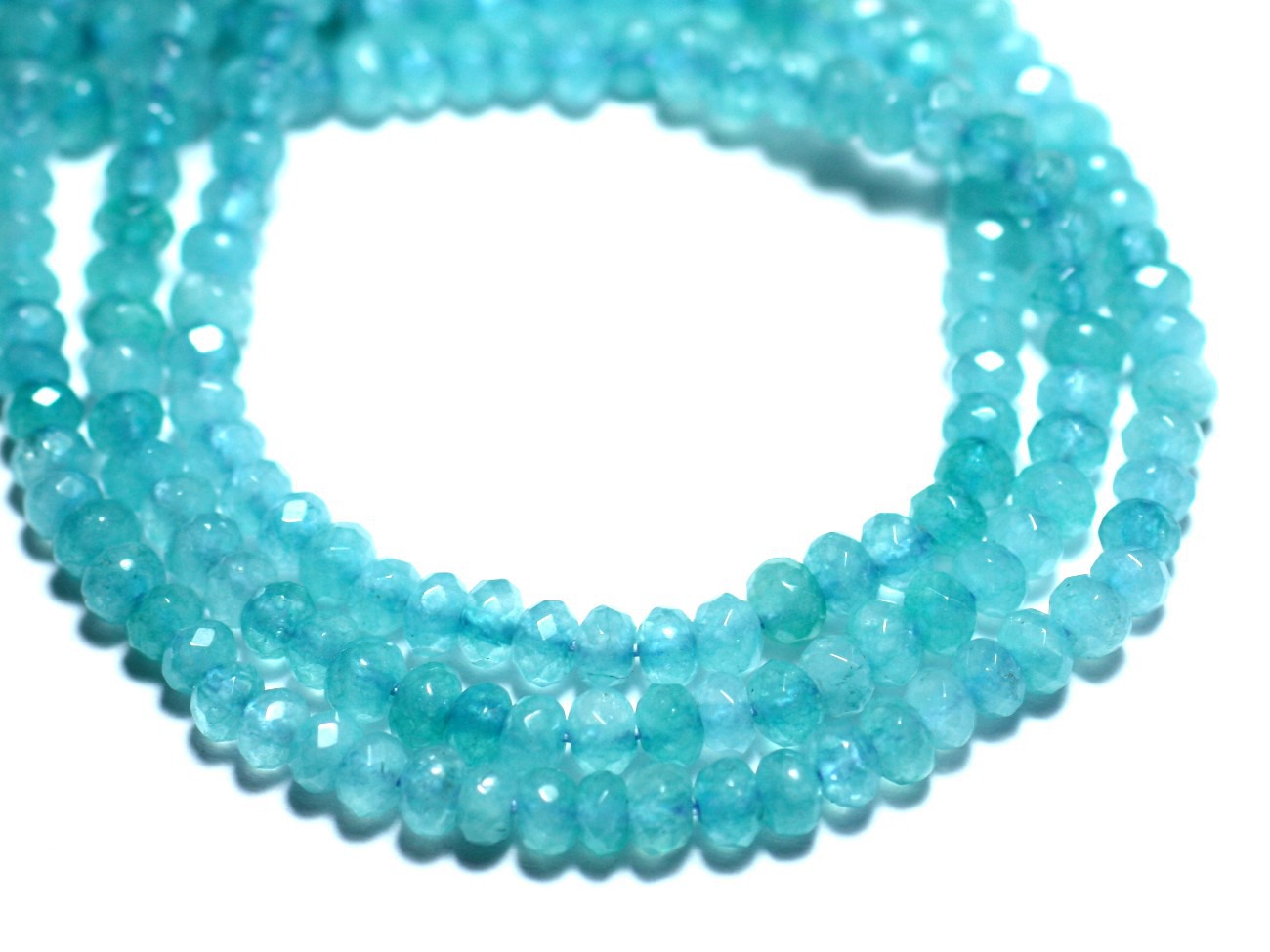 30pc - Perles de Pierre - Jade Rondelles Facettées 4x2mm Bleu Turquoise - 8741140008076 