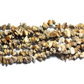 130pc circa - Perline di pietra - Chips Rocailles beige diaspro paesaggio 4-10mm - 8741140008250 