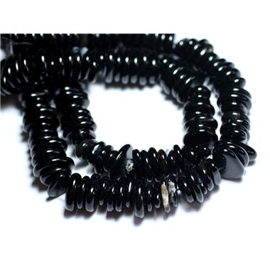 10pc - Perles de Pierre - Onyx noir Chips rondelles Palets 10-15mm - 8741140008304 