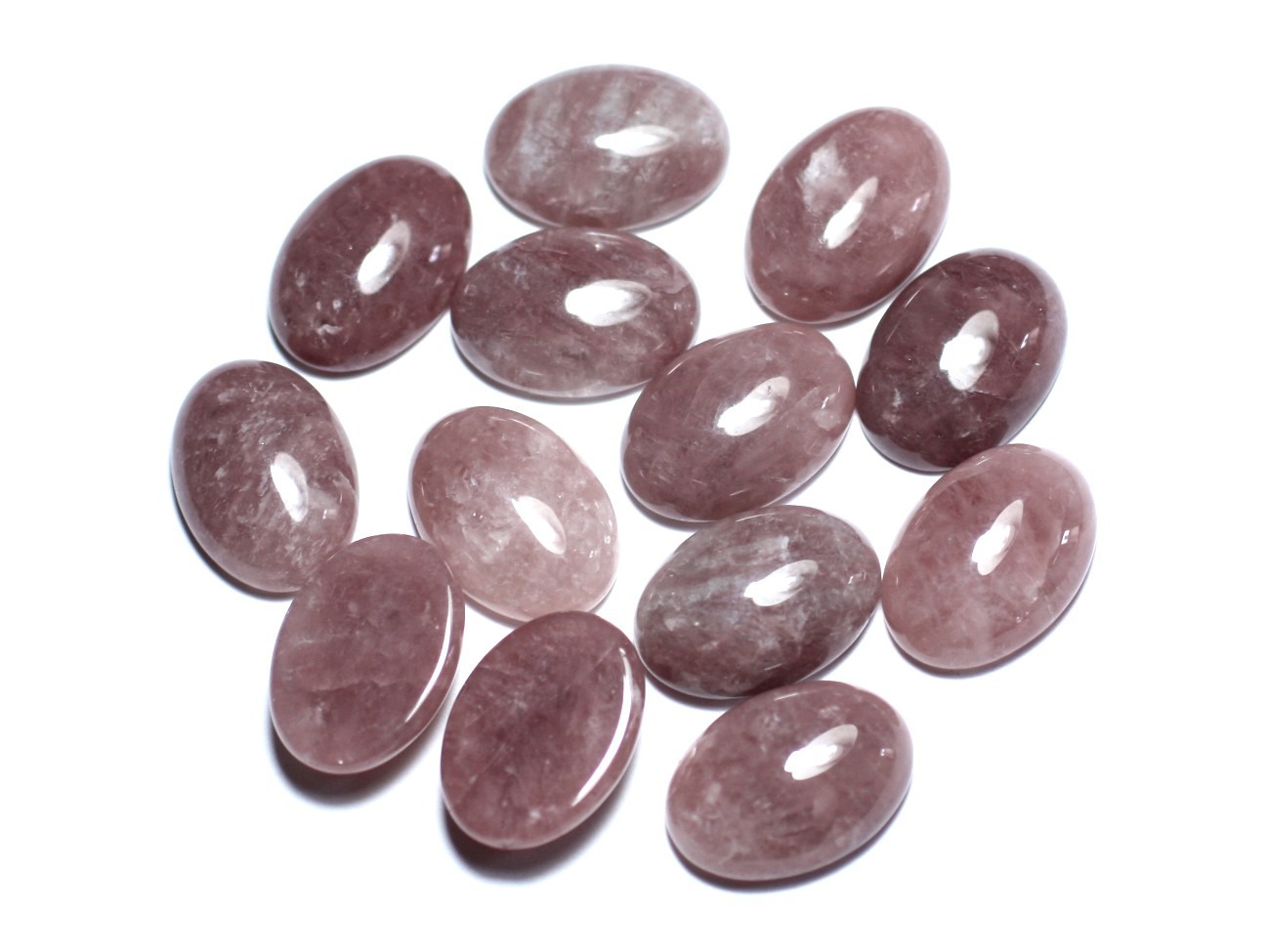 1pc - Cabochon Pierre semi précieuse - Quartz Hématoide Hématite Ovale 18x13mm - 8741140008359 