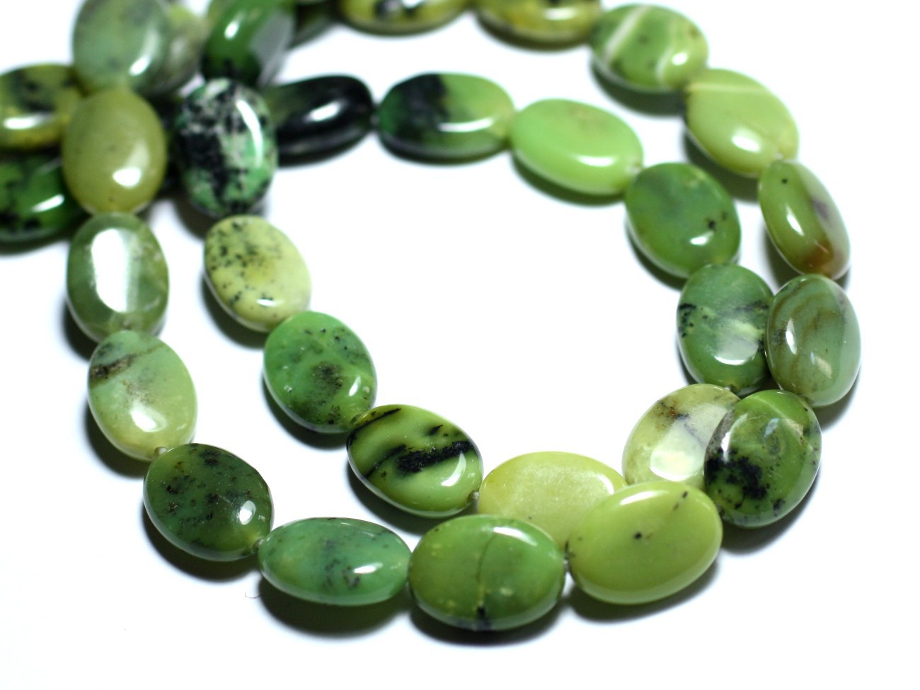 2pc - Perles de Pierre - Chrysoprase Ovales 14x10mm -  8741140007697 