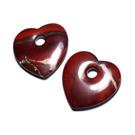 1pc - Ciondolo in pietra - Cuore grande diaspro rosso 45 mm - 8741140007826 