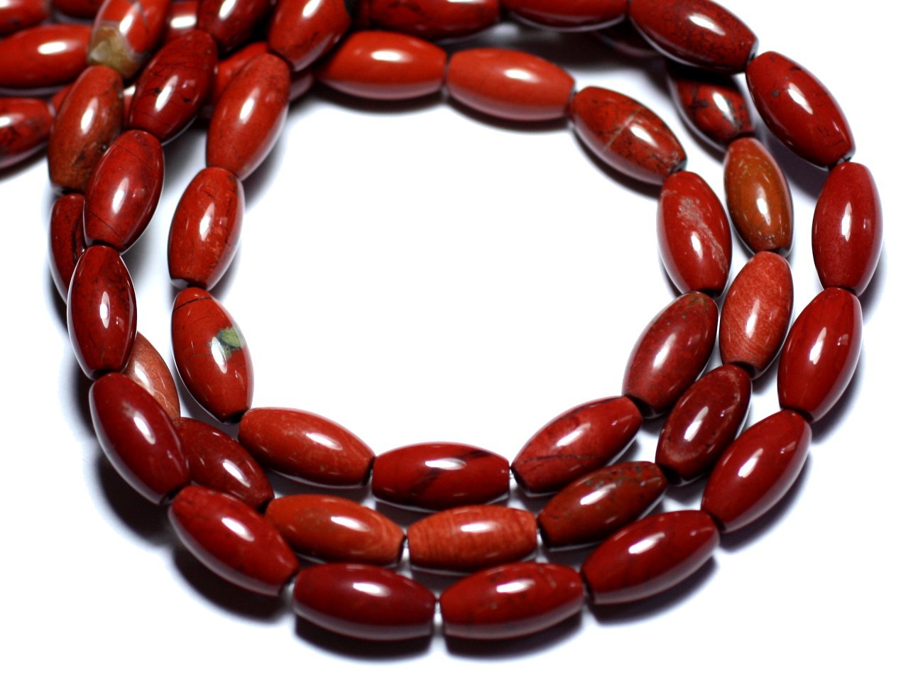 4pc - Perles de Pierre - Jaspe Rouge Olive Riz 12x6mm - 8741140007802 