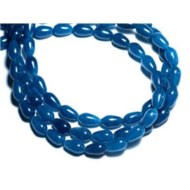 10Stk - Steinperlen - Jade Tropfen 9x6mm Blau Grün Pfauente - 8741140008052 