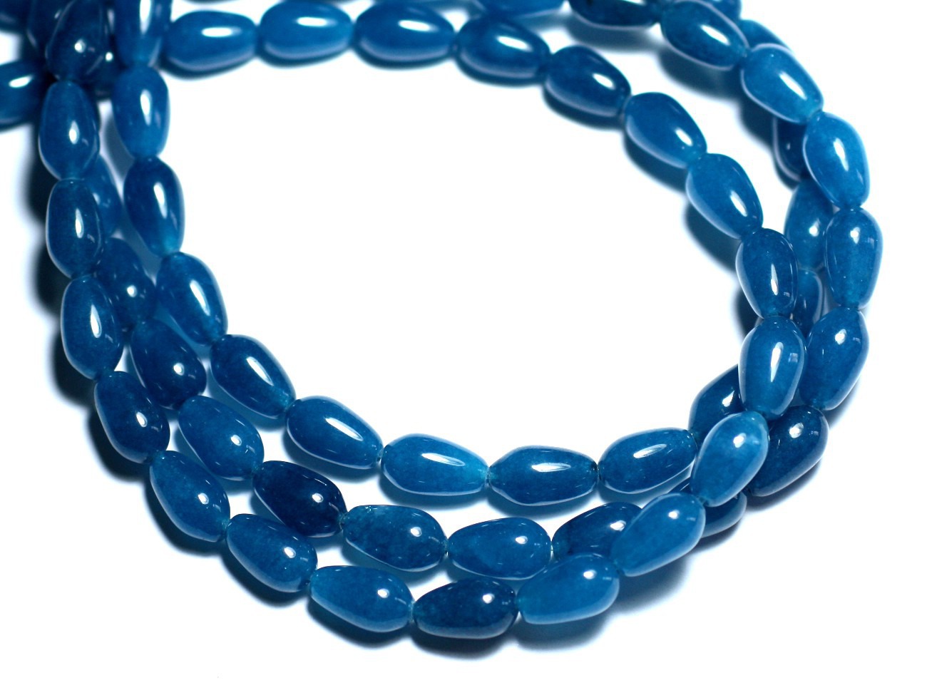 10pc - Perles de Pierre - Jade Gouttes 9x6mm Bleu Vert Paon Canard - 8741140008052 