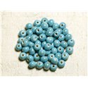 20pc - Perles Céramique Porcelaine Boules 6mm Bleu Turquoise irisé -  4558550088673 