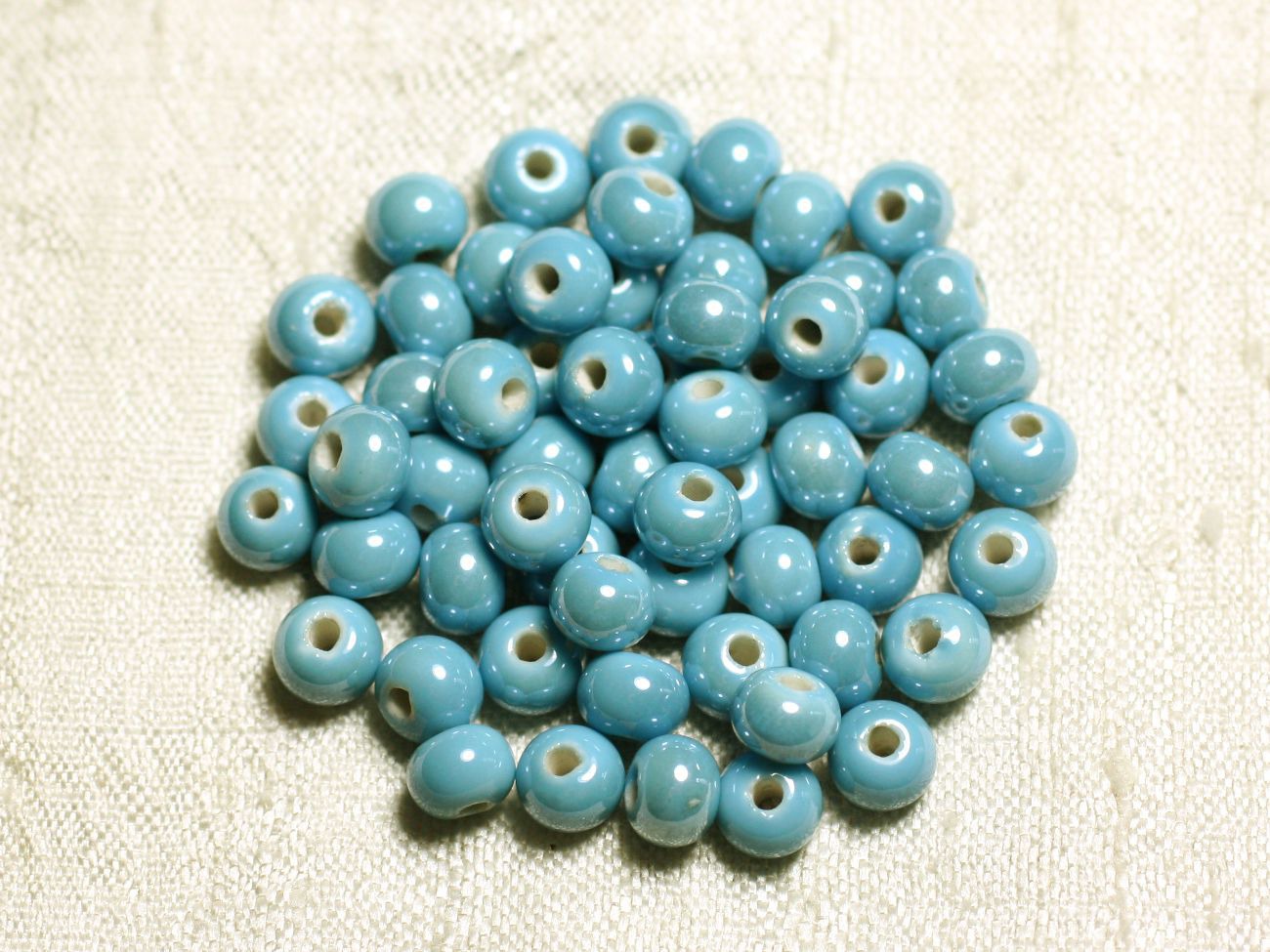 20pc - Perles Céramique Porcelaine Boules 6mm Bleu Turquoise irisé -  4558550088673 