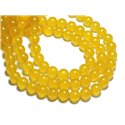 40pc - Perles de Pierre - Jade Boules 4mm Jaune Safran Moutarde -  8741140008588 