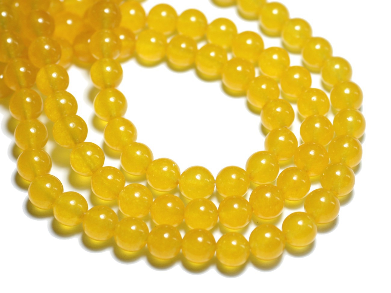 40pc - Perles Pierre - Jade Boules 4mm Jaune Moutarde - 8741140008588