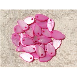 10pc - Charms Pendants Mother of Pearl Leaves Wings 16mm Pink 4558550019042 