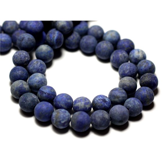4pc - Perles de Pierre - Lapis Lazuli Mat givré Boules 12mm - 8741140008571 