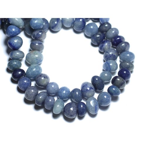 10pc - Perles de Pierre - Aventurine Bleue Galets roulés 9-12mm - 8741140008458 