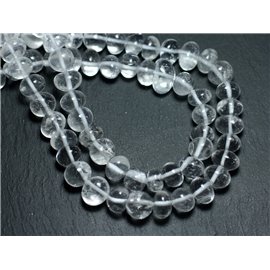 10pc - Stone Beads - Quartz Crystal Rolled Pebbles 8-11mm - 8741140008465 